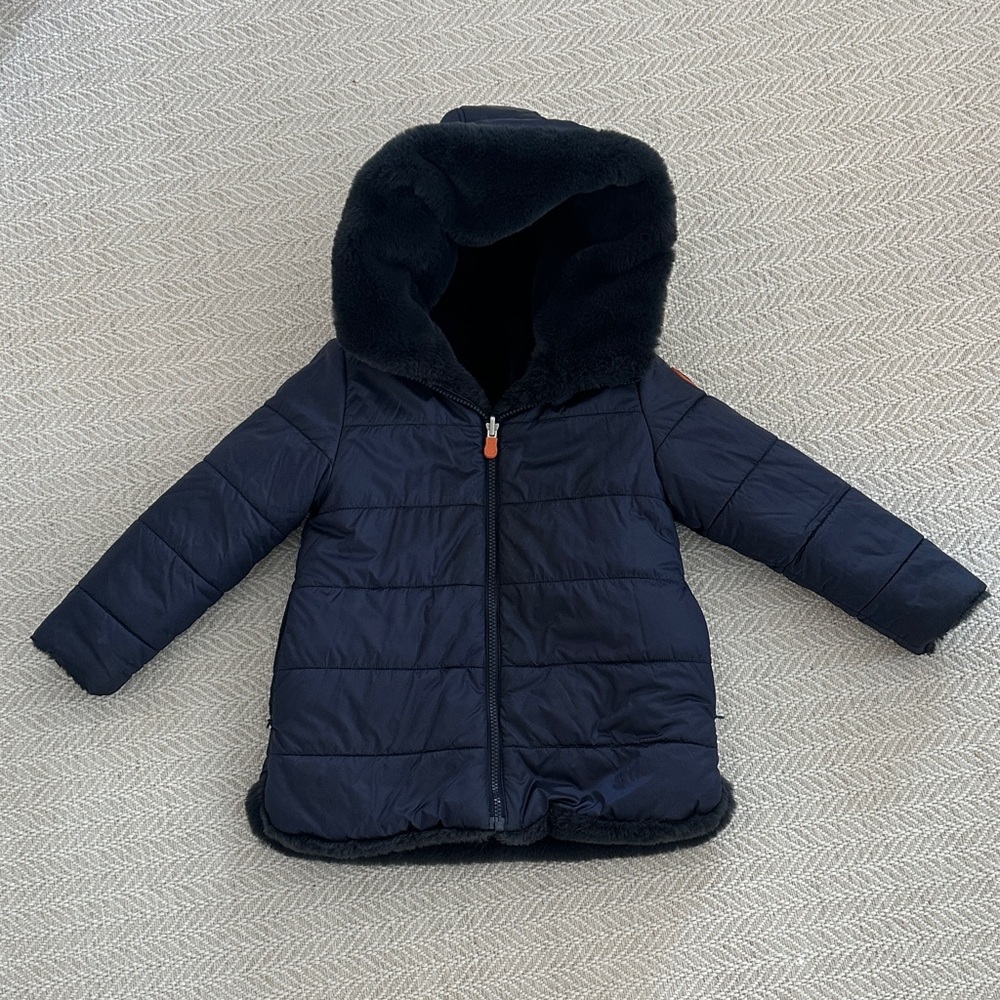 Girls Save The Duck Reversible Hooded Puffer, size 4